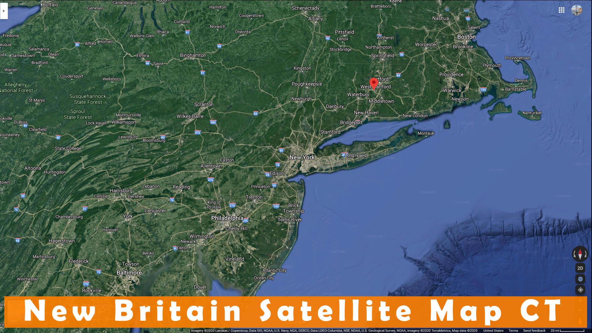 New Britain Satellite Map CT